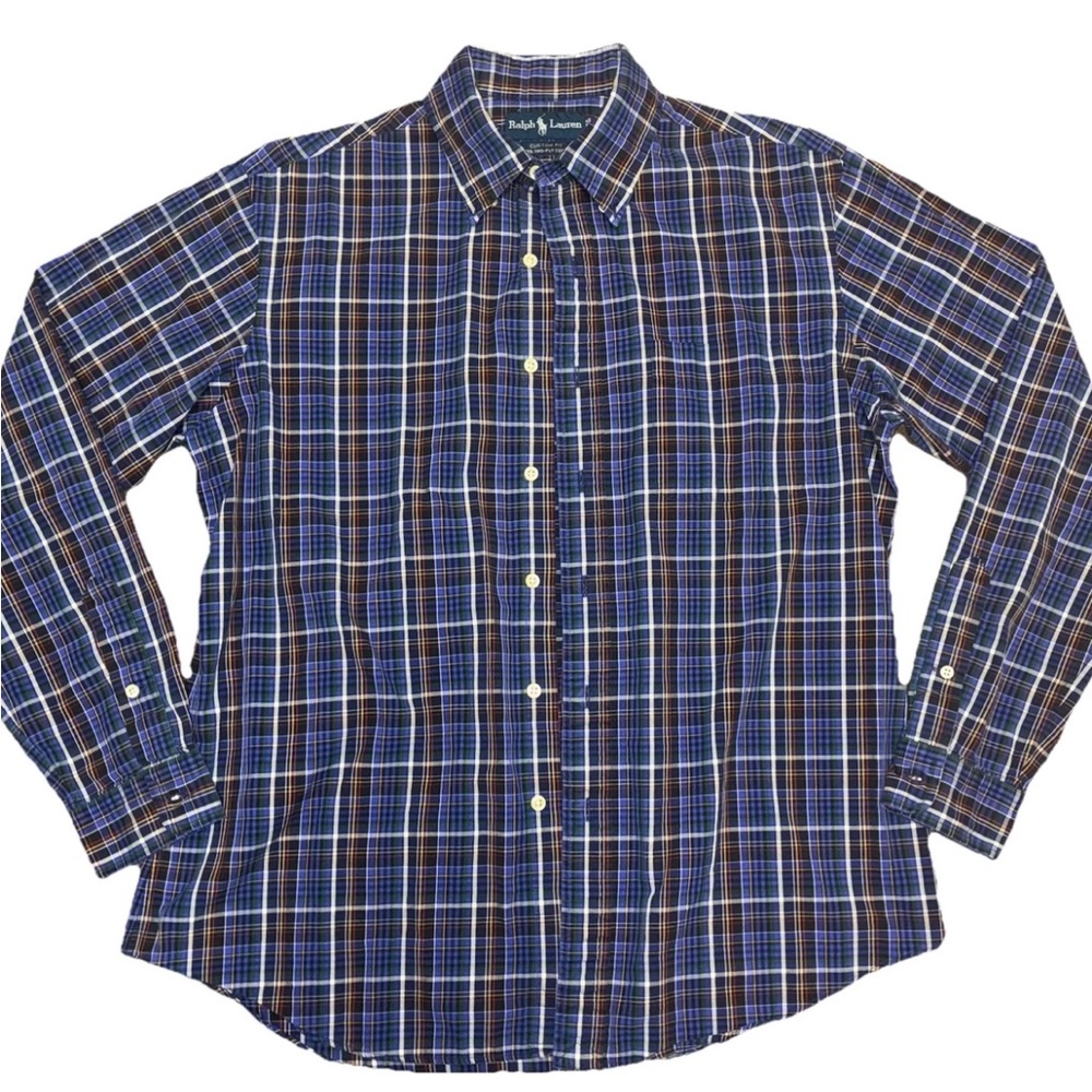 Polo by Ralph Lauren Navy and Brown Plaid Button-Down Shirt